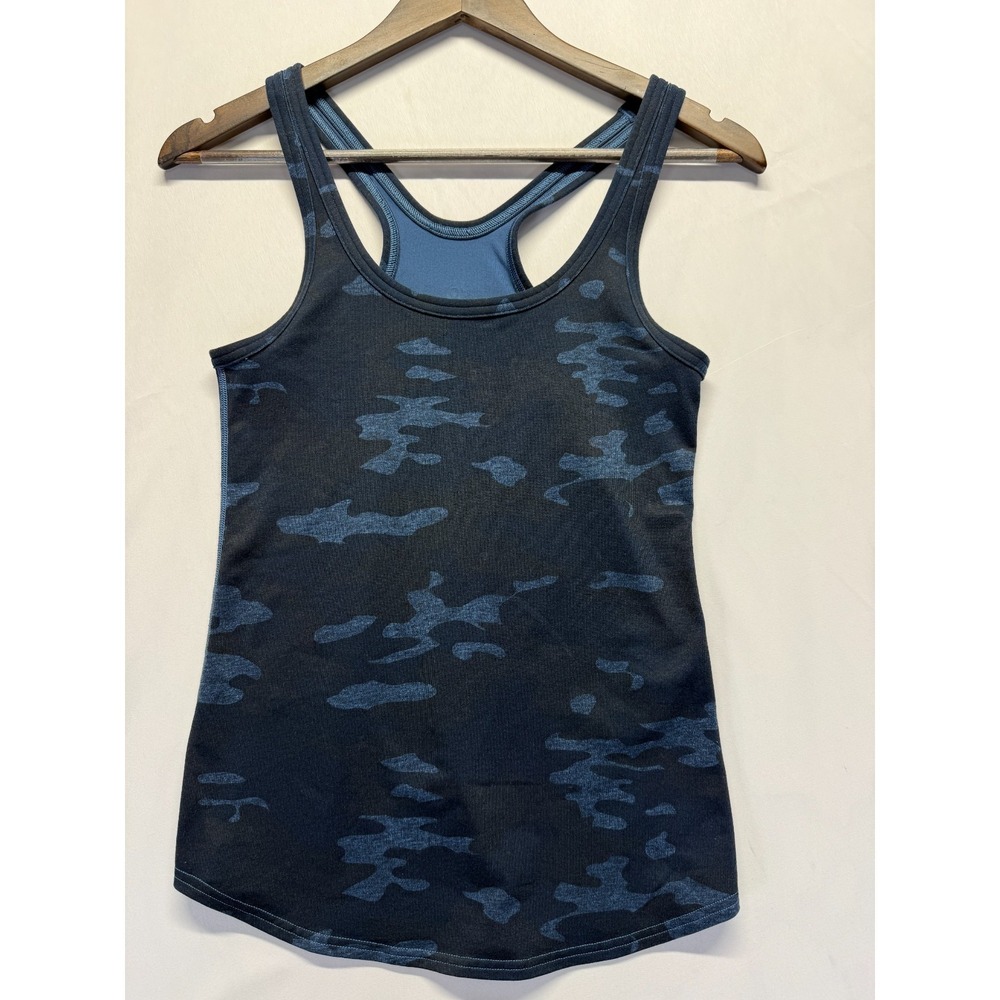 Lululemon Studio Racerback Tank Top Womens 6 Navy Blue Camo Yoga Gym Training